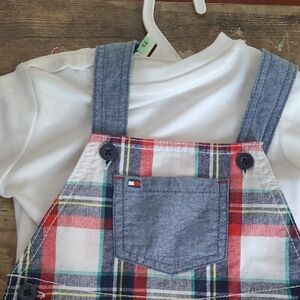 Plaid Kids Overalls with White Shirt